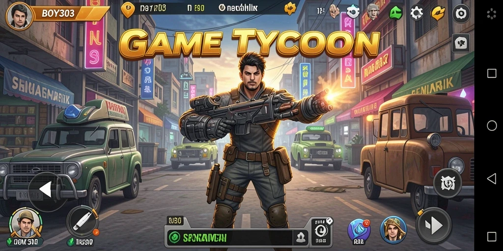 Tampilan screenshot menampilkan gameplay Tycoon yang seru.