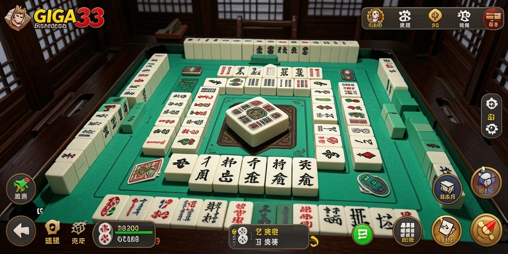 Tampilan screenshot GIGA33 menampilkan gameplay Mahjong yang seru.