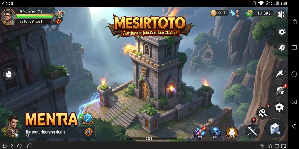 Tangkapan layar utama MESIRTOTO menampilkan aksi menara dalam game Tower Defense.